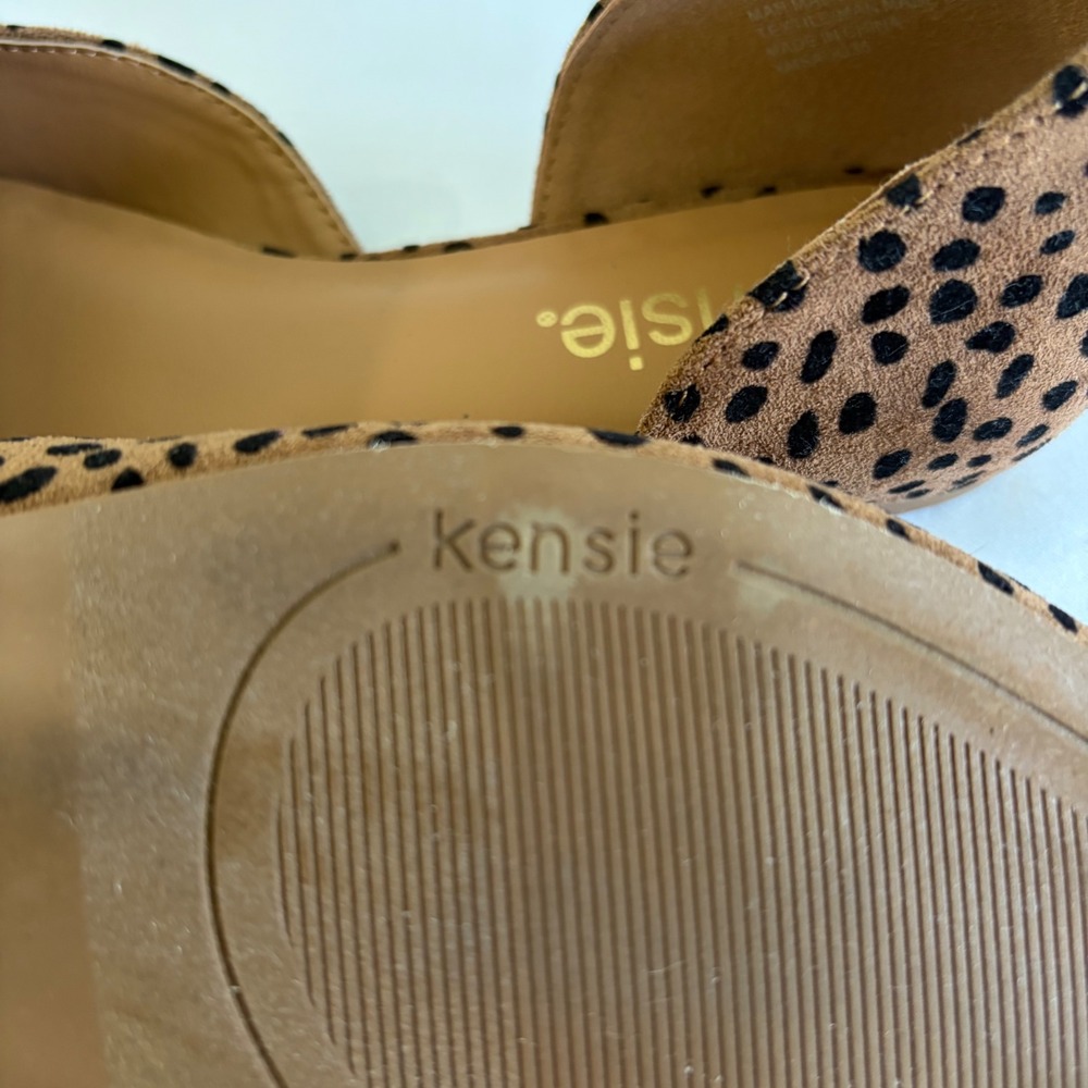 Kensie Gaby Leopard Cheetah Print d'Orsay Pointed Toe Flats Tan Black 6.5M - Picture 4 of 10